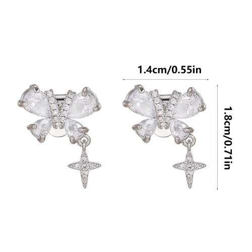 Clip d'oreille clouté en pierre de Zircon, décors parfaits pour 2