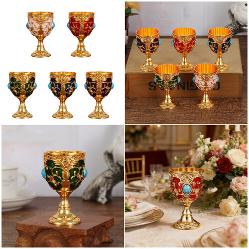 Elegant Metal Drinking Cup Embossed Butterfly Mini Goblet-Red 2