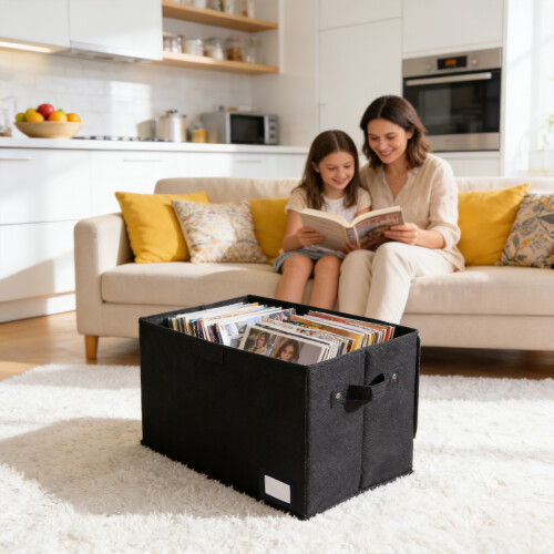 Portable Foldable Mangazine Organizers With Adjustable-Black 2