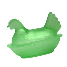 Crystal Glass Candys Box Hen on Nest Candy Jars-Light Green
