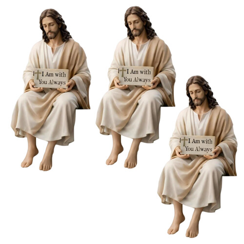 Handgeschilderde hars Christus standbeeld bureau-EEN 3 stks