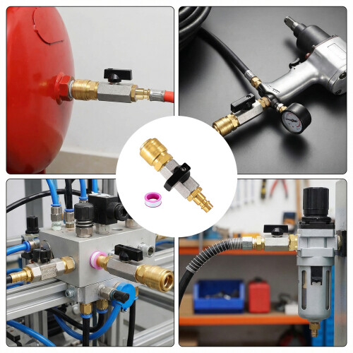 1/4inch Copper Quick Release Coupling Stopcock Compressed Air 2