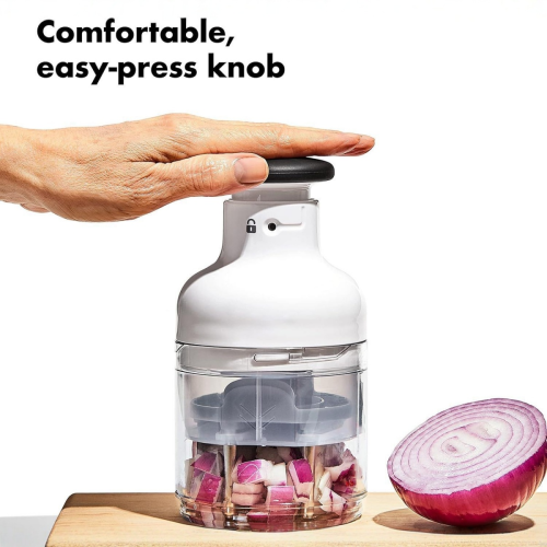 Semi-automatic Food Chopper, Manual Vegetable Cutter, Multi-function Onion & Garlic Dicer, Hand Press Garlic Crusher 2