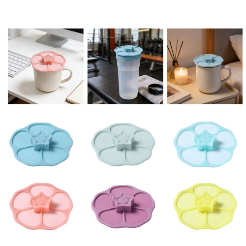 Practical Silicone Cups Cover Sun Flower Shape-Light Blue 1