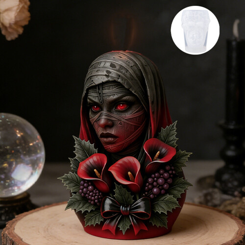 Dunkle Gothic-Bandage-Gesichtsskulptur-Silikonform für-1 2
