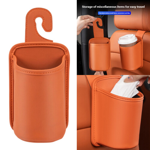 Sturdy PU Leather Car Seat Organizer Hook Multifunction-Pink 2