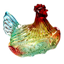 Crystal Glass Hen on Nest Candy Dish with Lid-Glazed Color