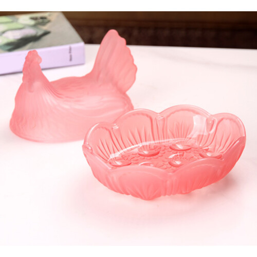Crystal Glass Chicken Shape Candy Dish,Retro Candy-Glazed Color 2