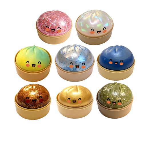 5Pcs Simulation Food Dumpling Press Toy with Steamer Squeeze-4 2