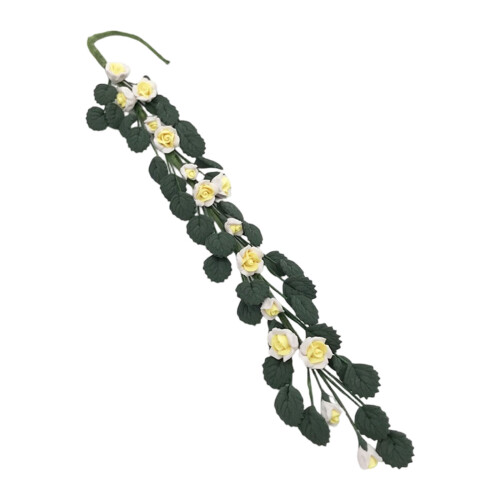 1/12 Miniature Flower Vine Realistic Artificial Rose-Yellow