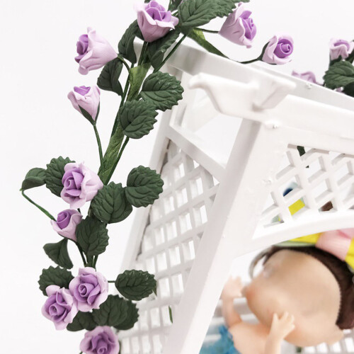 Miniature Flower Decorative Rose Vine For Model Project-Red 1