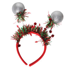 Cerceau de cheveux en plastique boule de père noël,-Argent