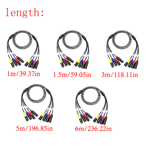 Bouclier tressé de ligne auditive multicœur 4 broches,-3m 2