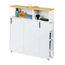 White niche cabinet with bamboo surface
