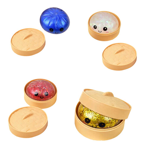 Cartoon Expression Steamed Bun TPR Squeeze Toy-Gold 1