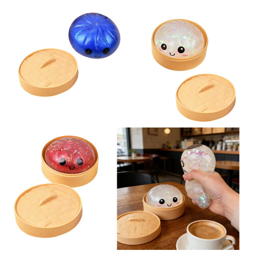 Cartoon Expression Steamed Bun TPR Squeeze Toy-Gold 2