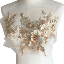 Easy to Apply Flower Patches for Iron On Sewing On Craft-Gold