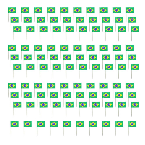 100Pcs Multicolor International Flag Toothpicks Cupcake-Brazil