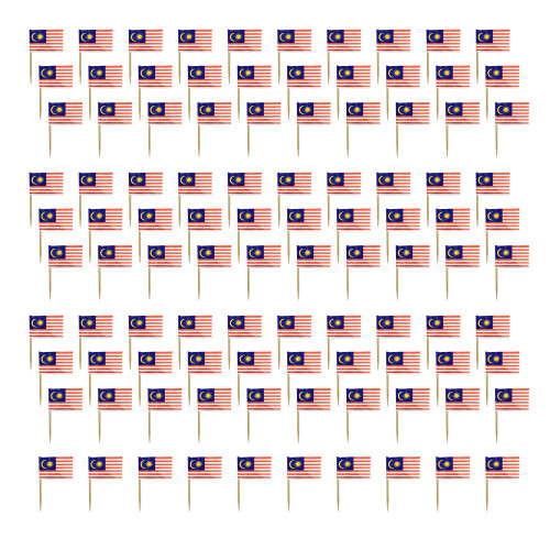 100Pcs National Flag Toothpicks  Cupcake Picks-Malaysia