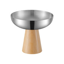 Elegant Stainless Steel Ice Cream Cup With Wooden Base-M SIZE 1