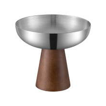 High Footed Stainless Steel Ice Cream Holder With Wood-L SIZE 2