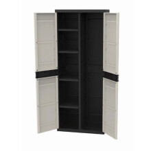 TITANIUM KUNSTSTOFF Armoire 2 Türen mit Regalen und Kleiderstange l70 x p44 x h176 cm Beige und Schwarz TITANIUM Reihe Innen/Außen