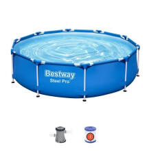 Bestway - Steel Pro - 305 x 76 cm - Runde Aufstellpool (Geliefert mit Filterpumpe)