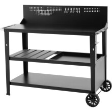 Multifunktionswagen - COOKINGBOX - Oberplatte: 100 x 50 cm - Griff - 2 Hinterräder - Stahl