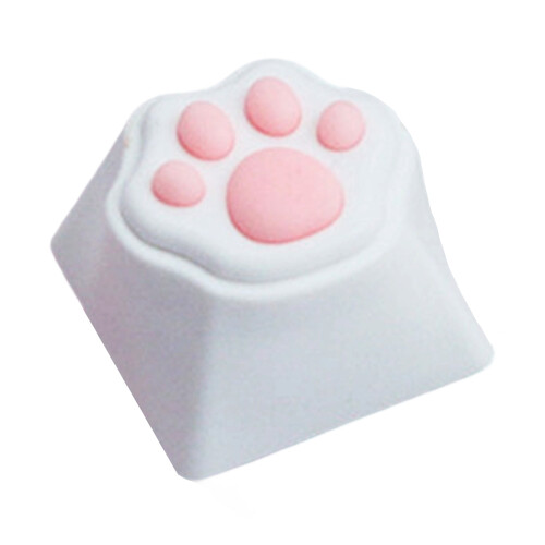 Lovely Single OEM Profile CatPaw Silicone Keycap for-White