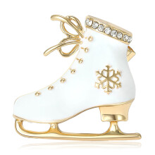 Alloy Ski Ice Skate Brooches Sporty Pins for Unisex-White