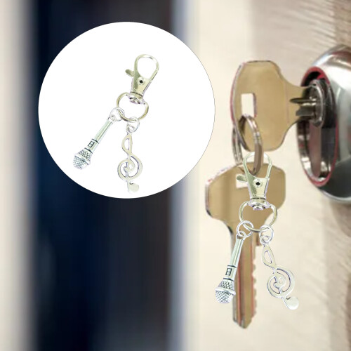 Trendy Alloy Microphone With Musical Note Charm Keychain For 1