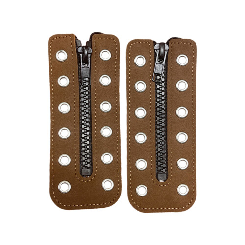 Shoe Lace Zippered Inserts Waterproof PU-Brown 12hole PU