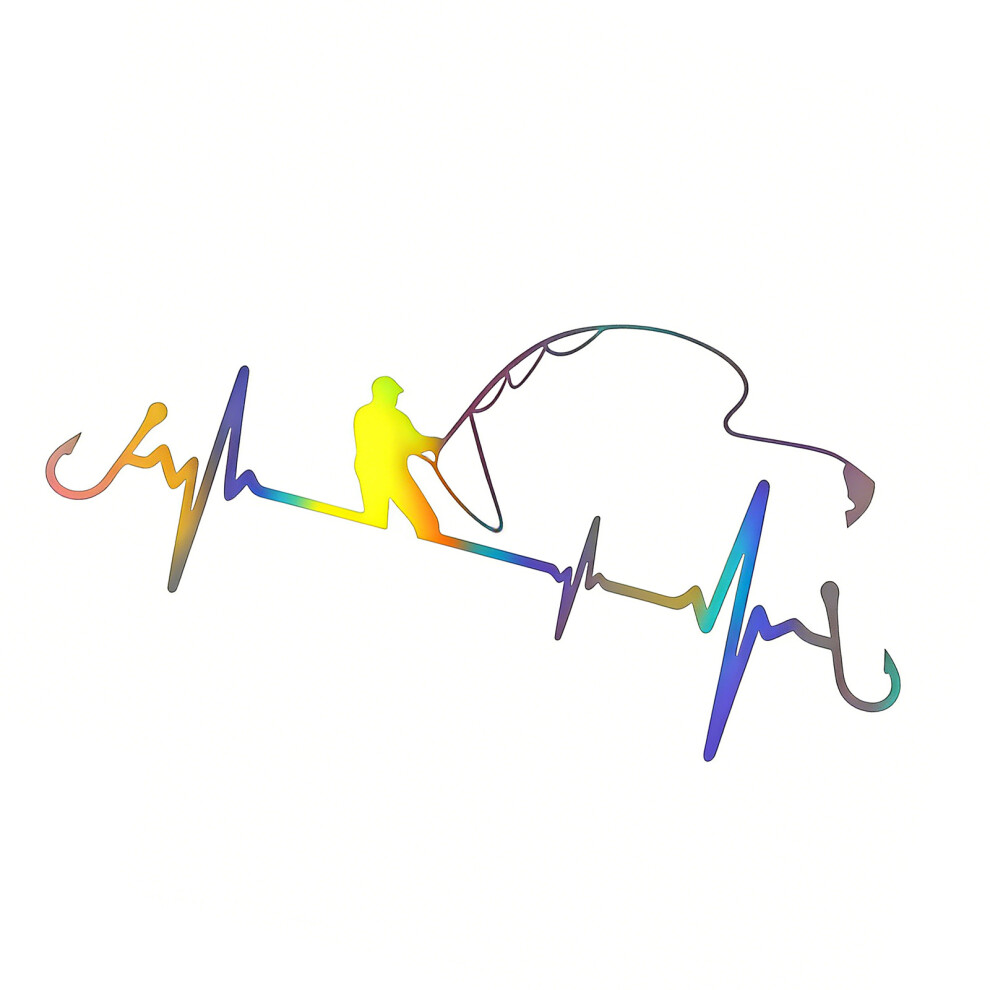 Waterproof Decorative Stickers Fishing Heartbeat Decals-1Laser 7751001355851