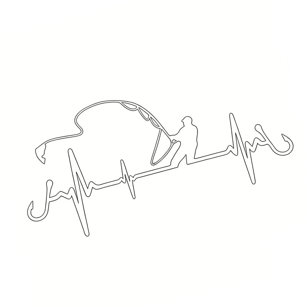 Waterproof Fishing Heartbeat Vinyls Decals For Motorcycle- White 7751001356216