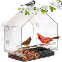 Transparente Fenster-Vogelfutterstation, abnehmbare, verschiebbare Samenschale zum einfachen Befüllen und Reinigen, Fenster-Vogelfutterstation für