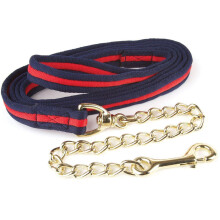 (One Size, Navy/Red) Hy Soft Webbing Lead Rein With Chain