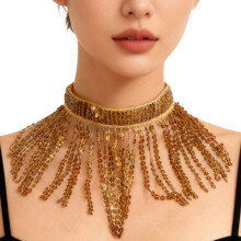 Belly Dancer Choker Belly Dance Jewelry Halloween Dance-Gold OS