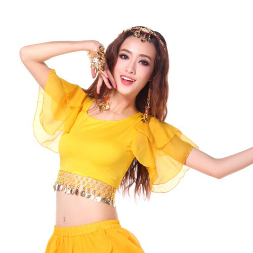 Multi Color Chiffon Performances Blouse Swirling-Yellow OS