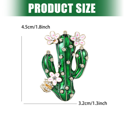 Broche à motifs de cactus à fleurs vibrantes, avec strass en 2