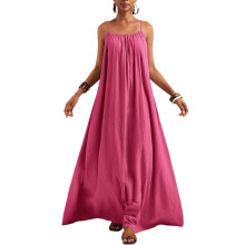 Ärmelloses Damen-Partykleid, plissiert,-Rosenrot XXL
