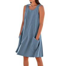 Dress for Women Beach Dresses Casual Sleeveless-Blue XL