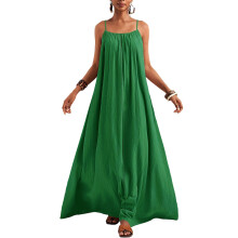 Elegantes, einfarbiges Swing-Maxi-Cami-Kleid mit-Grün XXL