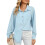 Women's long-sleeved collared blouse with textured-Sky Blue S 1
