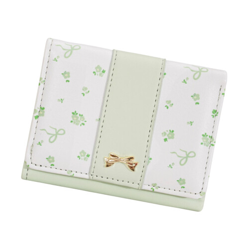 Women Small Compact Wallets Pu Leather Clutch Purses Card-Green