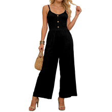 Damen-Jumpsuits, lässig, ärmellos, mit Riemen,-Schwarz XXL