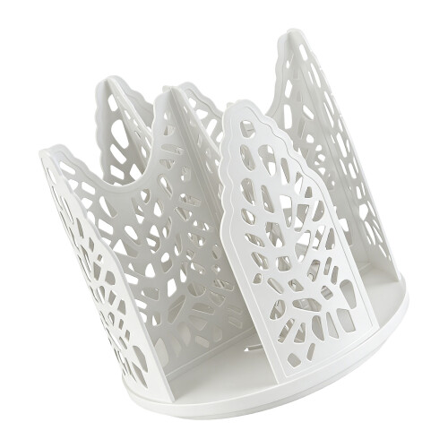 Rotating Cup Dispenser Storage Rack Large Capacity-White