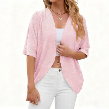 Women's Lightweight Summer Cardigan Casual Open Front-Pink M