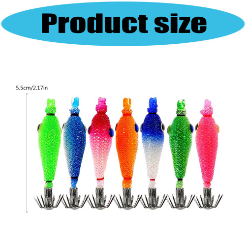 7pcs 5.5cm Glow Squid Jig Lures Baits Squid Jig Glow Jig Hook 2