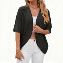 Women's Lightweight Summer Cardigan Casual Open Front-Black XXL