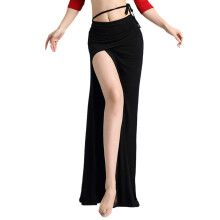 Elegant High Waist Belly Dance Skirt With Side Slit-Black XL